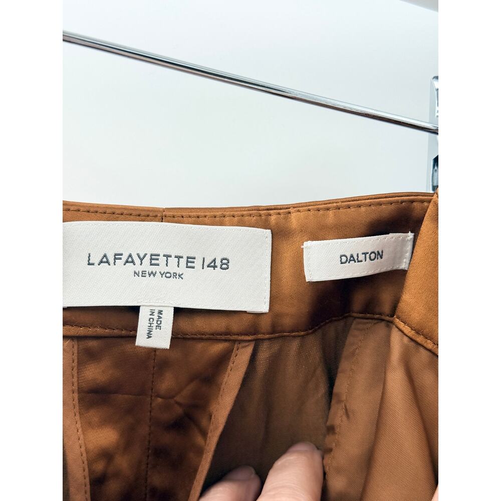 Lafayette 148 Naomi Satin Shirt & Dalton Wide Leg Pants Brown Top XXL/Bottom 18 - Picture 9 of 11
